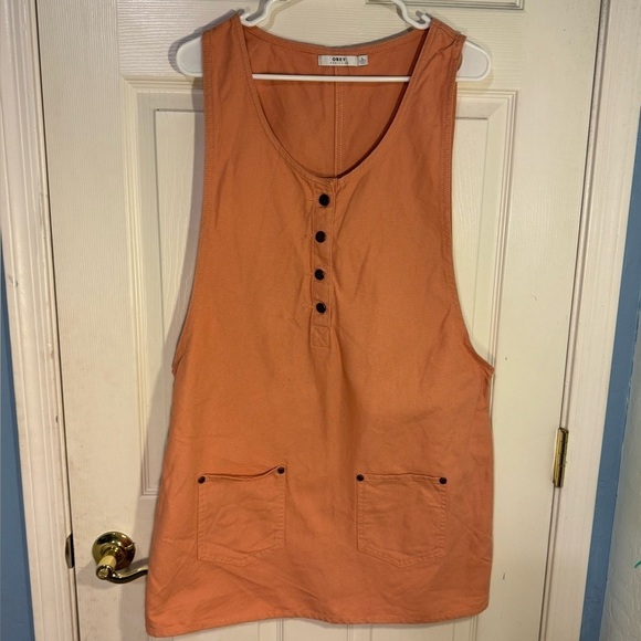 Obey Dresses & Skirts - OBEY Worldwide‎ Jeanne Dusty Coral Utility Apron Jumper Sleeveless Dress Size L